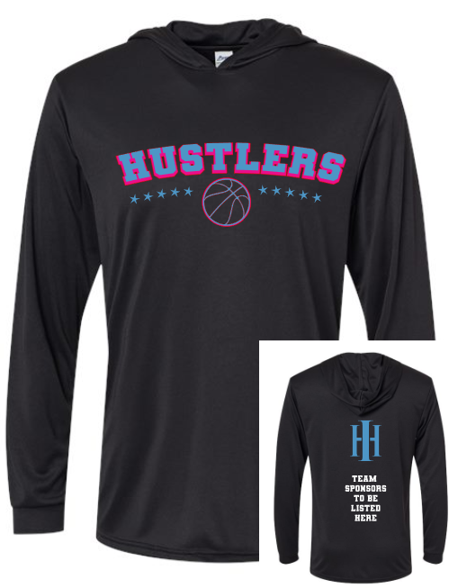 Hustlers B-Ball Long Sleeve Performance Hooded Tee  (Adult and Youth)