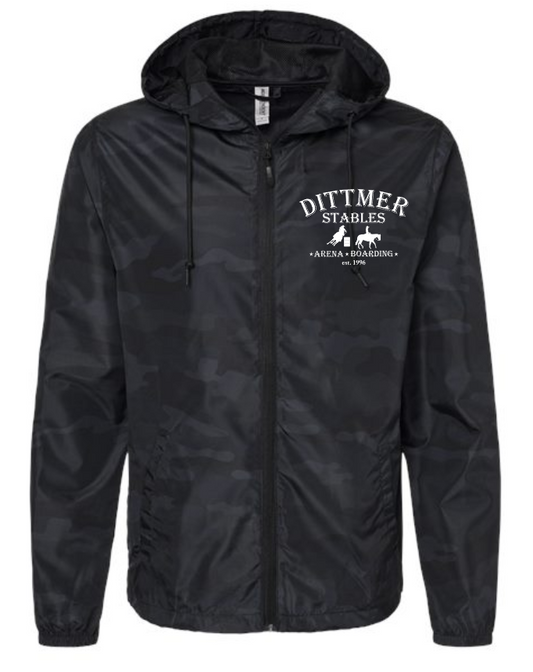 Dittmer Stables Lightweight Wind Breaker Jacket Black Camo (Adult Sizes)