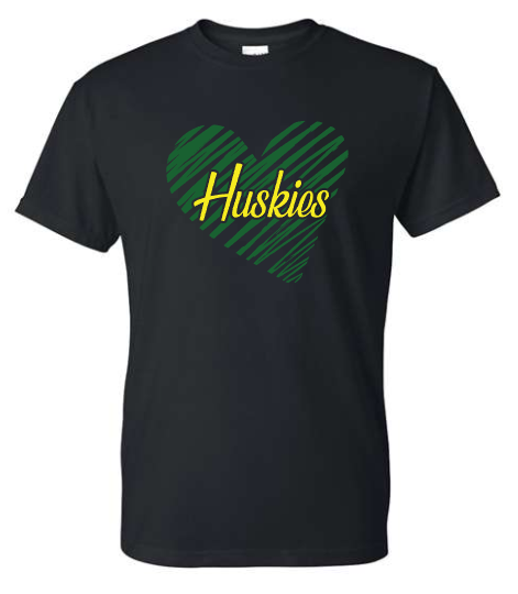 Monroe Huskies Heart TEE (Adult and Youth)