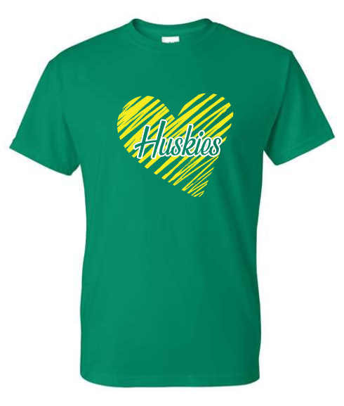 Monroe Huskies Heart TEE (Adult and Youth)