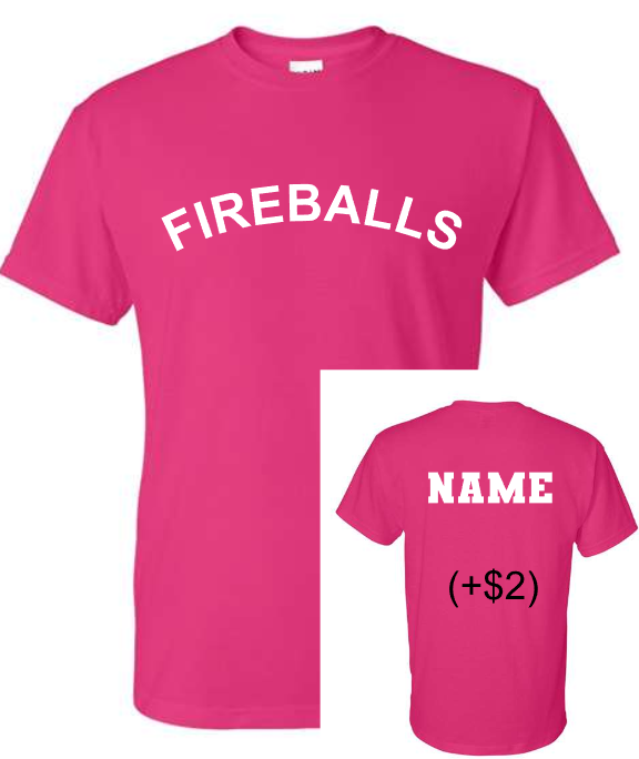 Fireball Basketball Tee Shirt PINK (Adult and Youth)