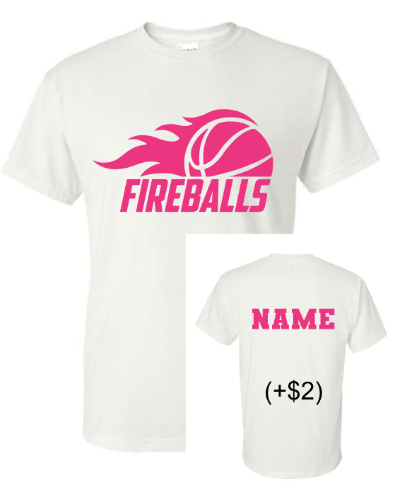 Fireball Basketball Tee Shirt PINK (Adult and Youth)