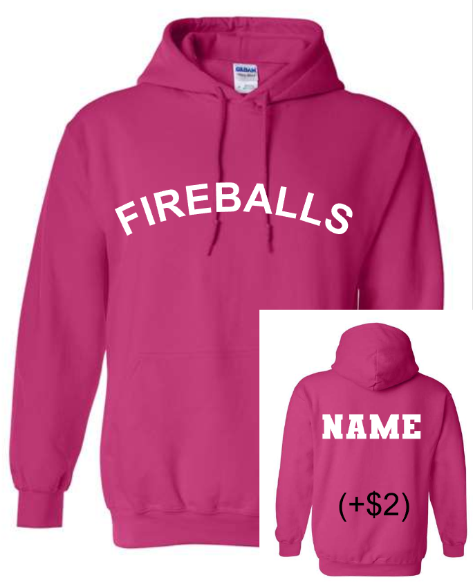 Fireball Basketball Hoodie Sweatshirt PINK (Adult and Youth)