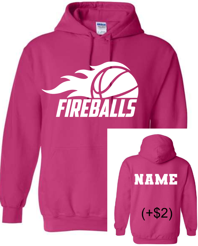 Fireball Basketball Hoodie Sweatshirt PINK (Adult and Youth)