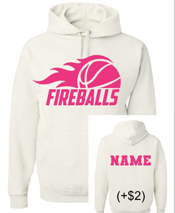 Fireball Basketball Hoodie Sweatshirt PINK (Adult and Youth)