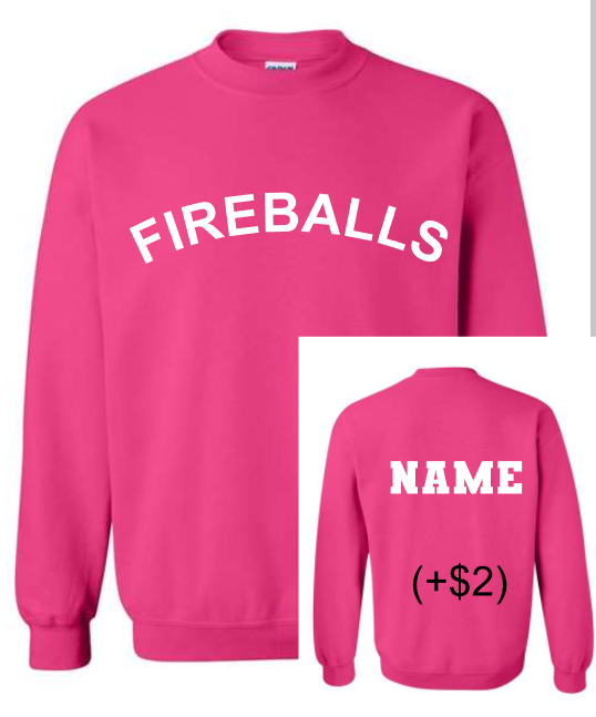 Fireball Basketball Crew Neck Sweatshirt PINK (Adult and Youth)