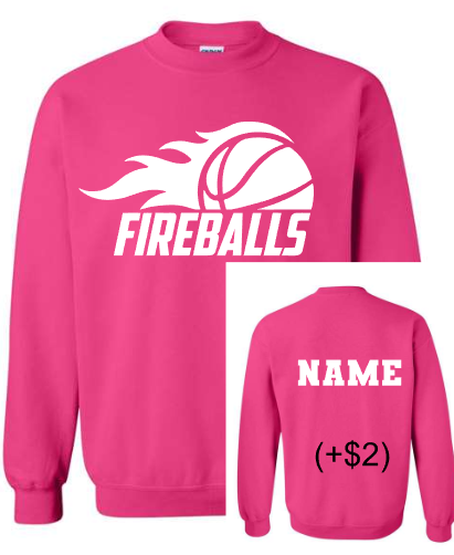 Fireball Basketball Crew Neck Sweatshirt PINK (Adult and Youth)