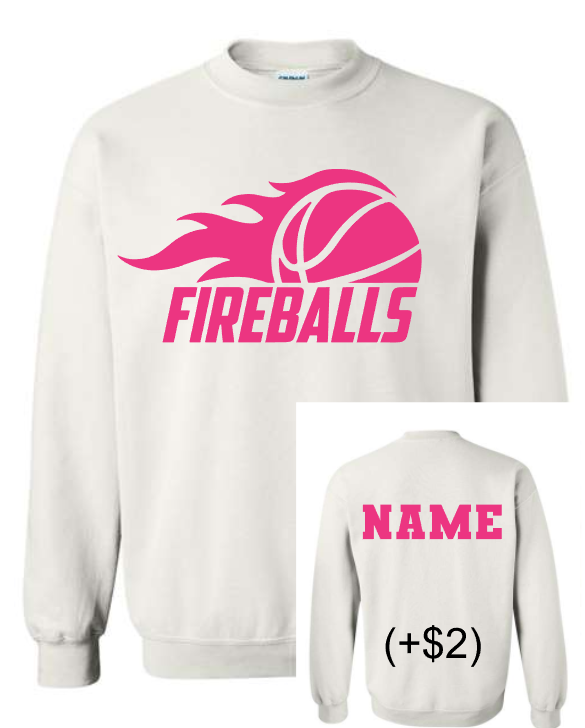 Fireball Basketball Crew Neck Sweatshirt PINK (Adult and Youth)