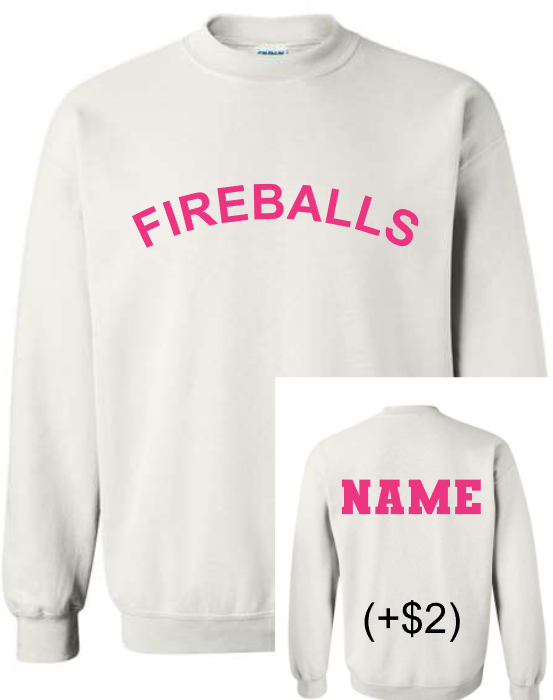 Fireball Basketball Crew Neck Sweatshirt PINK (Adult and Youth)