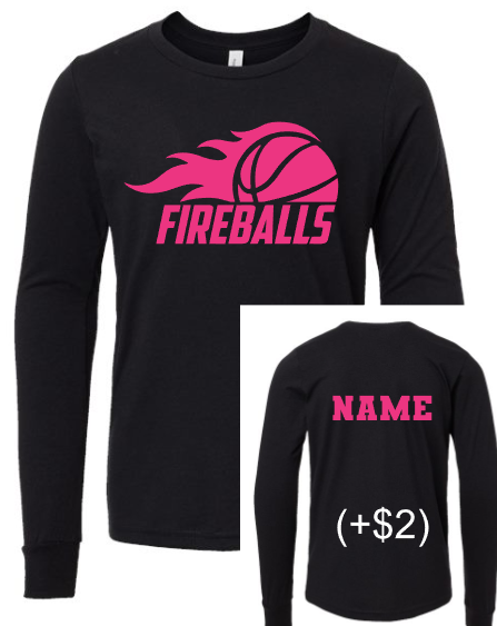 Fireball Basketball SHOOTING Shirt Black/Pink (Adult and Youth)