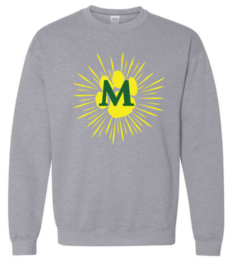 Monroe Elementary- Burst and Word Heart Designs CrewNeck and Hoodie Sweatshirts (ADULT Sizes)
