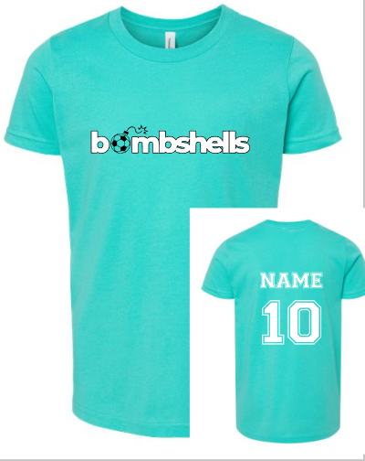 Bombshell Soccer TEAL collection (Adult and Youth Sizes)