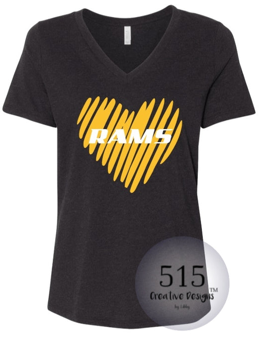 SEP Heart Rams Ladies V-Neck Short Sleeve Tee